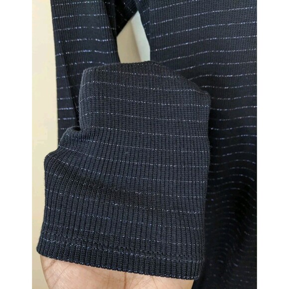 Marine Layer Midi Dress Lexi Rib Turtleneck in Navy Lurex Stripe Tencel Small - Picture 8 of 13